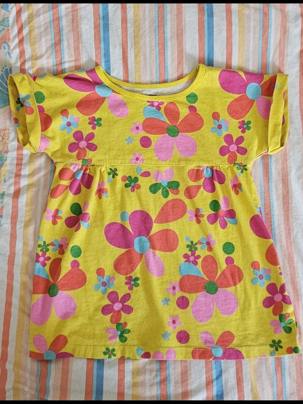Carter's Yellow Floral Tee with Pink, Orange & Green Blooms, Size 6